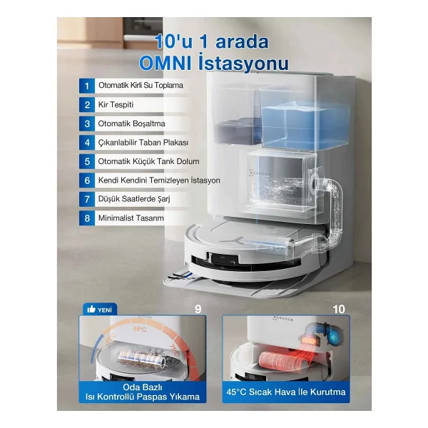 Ecovacs Deebot T80 Omni Çöp İstasyonlu Akıllı Robot Süpürge - Görsel 5