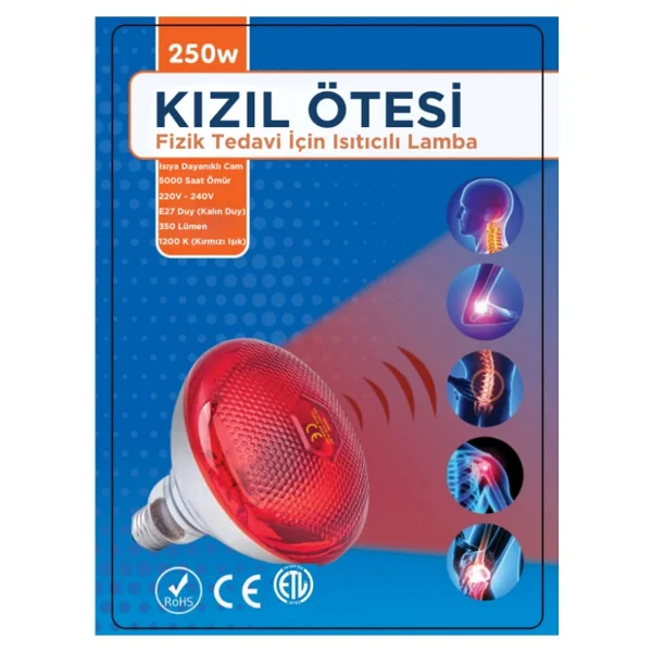 250w Kızılötesi (Infrared) Isıtıcılı Fizik Tedavi Lambası (Kırmızı Işık) E27 (Kalın Duy) ( Lisinya ) - Görsel 2