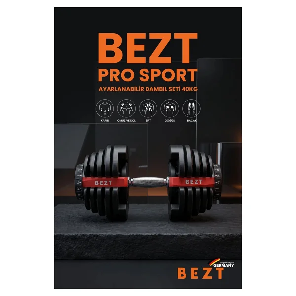 Bezt Pro Sports 40 Kg Ayarlanabilir Dambıl Seti - Görsel 3