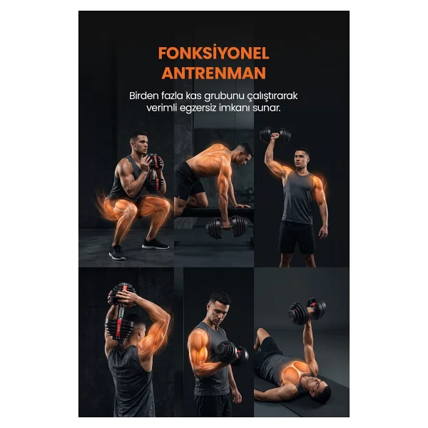 Bezt Pro Sports 40 Kg Ayarlanabilir Dambıl Seti - Görsel 5