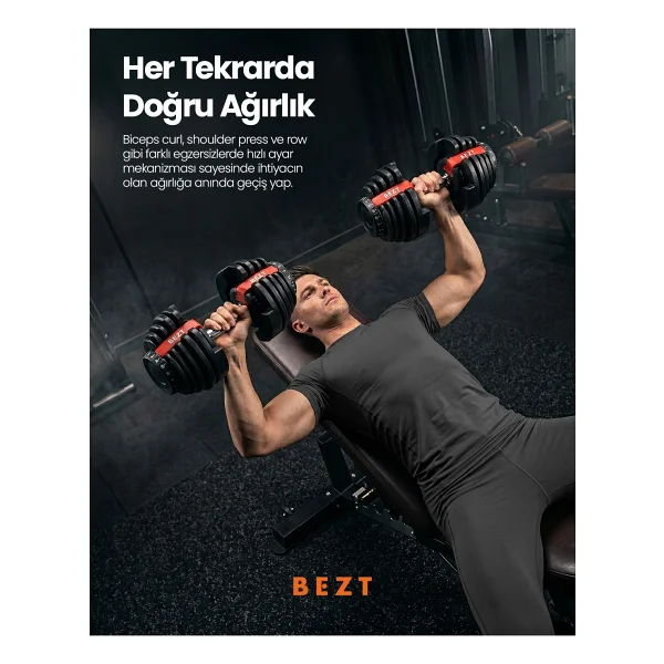 Bezt Pro Sports 40 Kg Ayarlanabilir Dambıl Seti 2'li - Görsel 6
