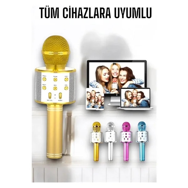 Taşınabilir Bluetooth Karaoke Mikrofon: Hafıza Kart Girişli, Etkileyici Performans - Renkli - Görsel 3