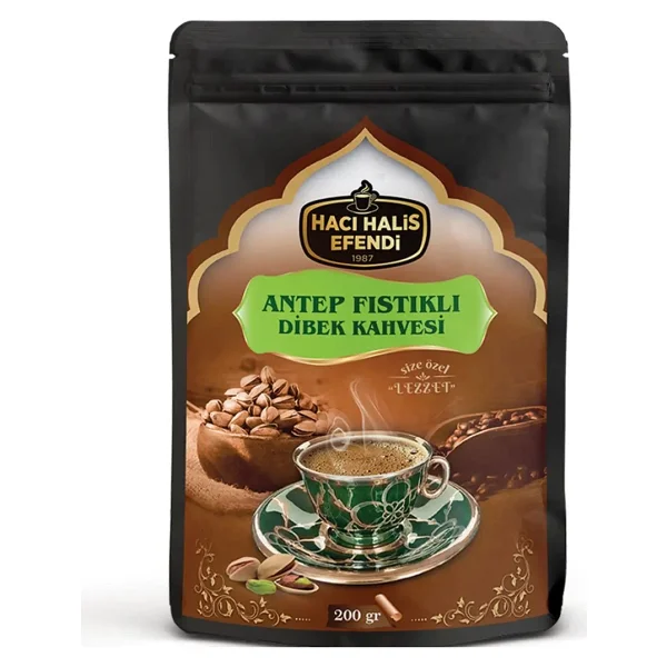Hacı Halis Efendi Antep Fıstıklı Dibek Kahvesi 200 Gr Gerçek Fıstık Parçacıklı Yumuşak İçimli Gurme Karışım - Görsel 2