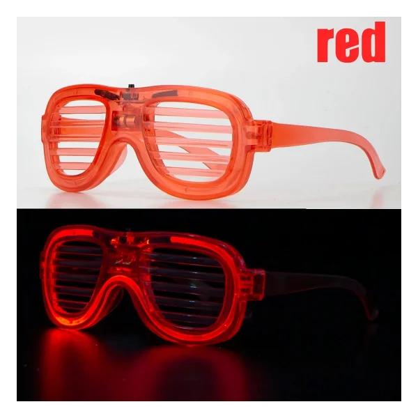 Kırmızı LED Işıklı Parti Gözlüğü - Neon Glow Şerit Gözlük 3 Modlu - Görsel 6