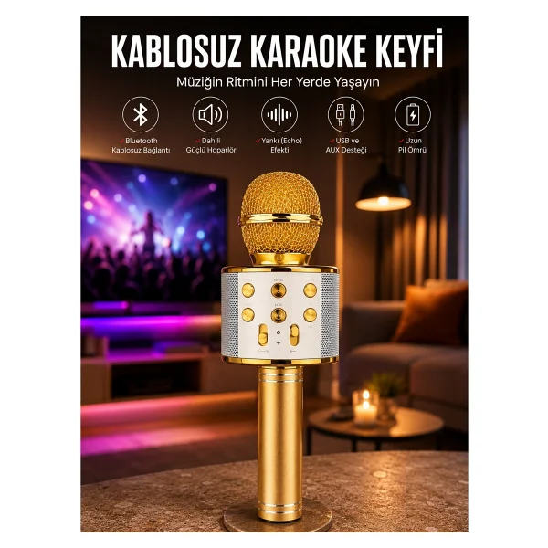Taşınabilir Bluetooth Karaoke Mikrofon: Hafıza Kart Girişli, Etkileyici Performans - 1 - Görsel 2