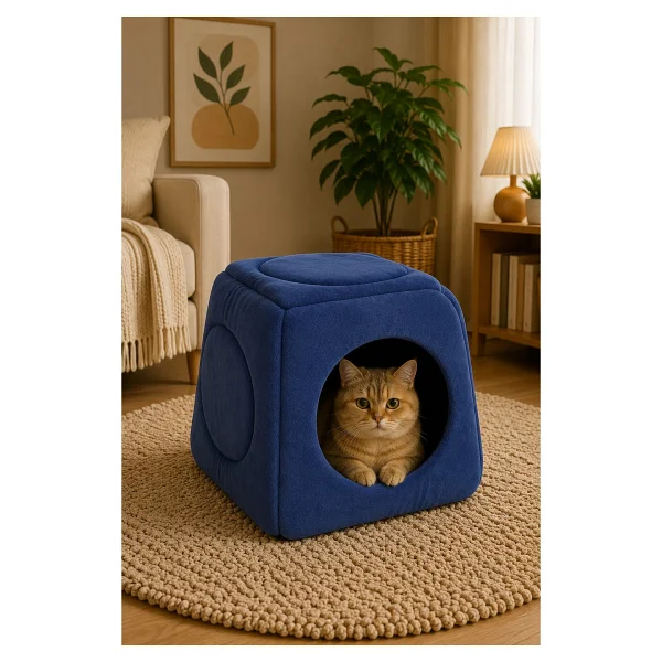 Nerotex Üç Fonksiyonlu Yıkanabilir 40x40 Cm Kırmızı Kedi Yatağı - Görsel 5