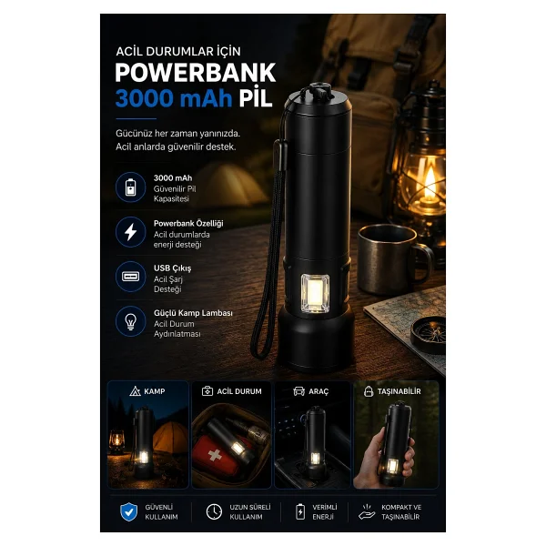 Philips Sfl7010r/62 Şarjlı LED El Feneri 1000 Lümen 700 Metre Işın Mesafesi 3000mah Powerbank Özellikli Ipx4 Suya Dayanıklı - Görsel 3