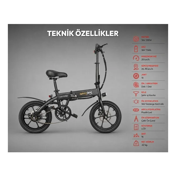 Skyjet S25 250 W Katlanabilir Elektrikli Bisiklet - Görsel 2