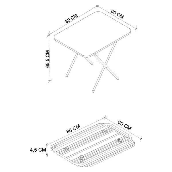 Bofigo Mutfak Masası Katlanır Masa Yemek Masası Balkon Masası Gardenflex Masa 60x80 Cm Siyah - Görsel 2
