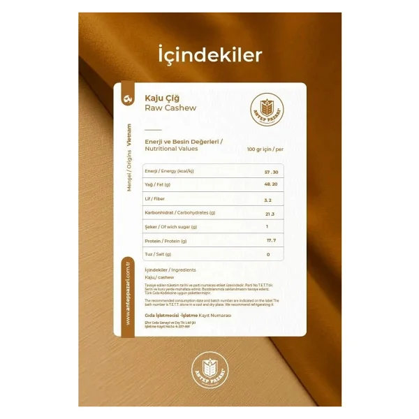 Antep Pazarı Kaju Çiğ - 500gr - Görsel 3
