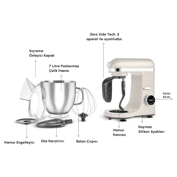 Karaca Mastermaid Chef Ultra D 2000 W Starlight 7 Lt Hamur Yoğurma Makinesi - Görsel 6