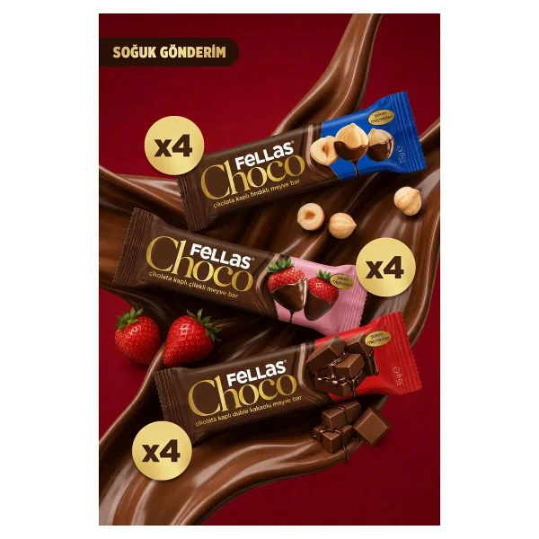 Fellas Choco - Çikolata Kaplı Meyve Bar (35 G) - Karma Kutu (3 X 4) 12 Adet - 12 X 35 G - Görsel 7