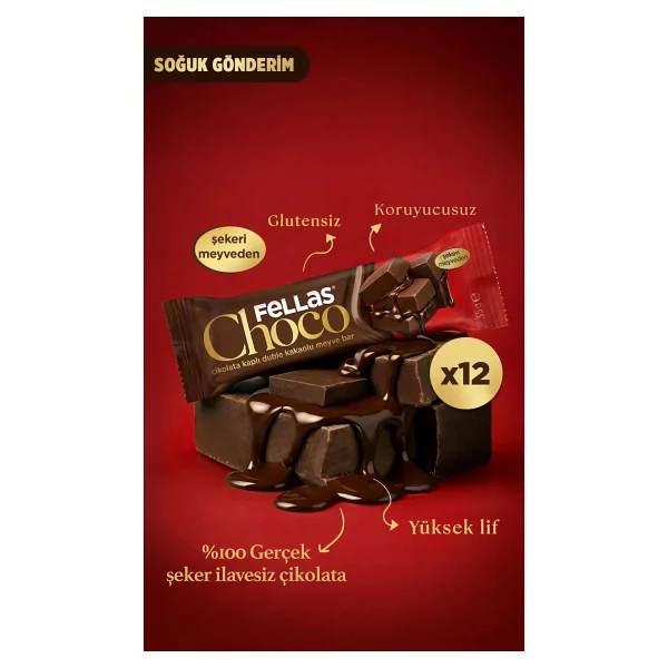 Fellas Choco - Çikolata Kaplı Duble Kakaolu Meyve Bar (35 G) X12 Adet - 12 X 35 G - Görsel 5