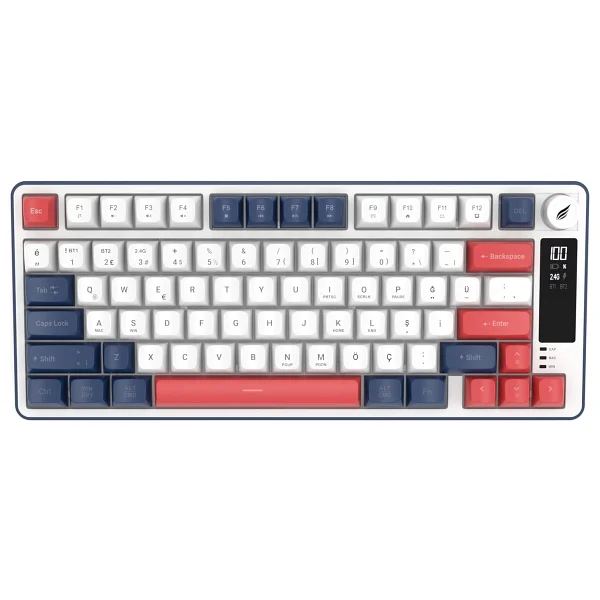Hk255 Membrane Lcd RGB Kablosuz/Bluetooth Mavi Kırmızı %75 Türkçe Gaming Oyuncu Klavye - Görsel 4
