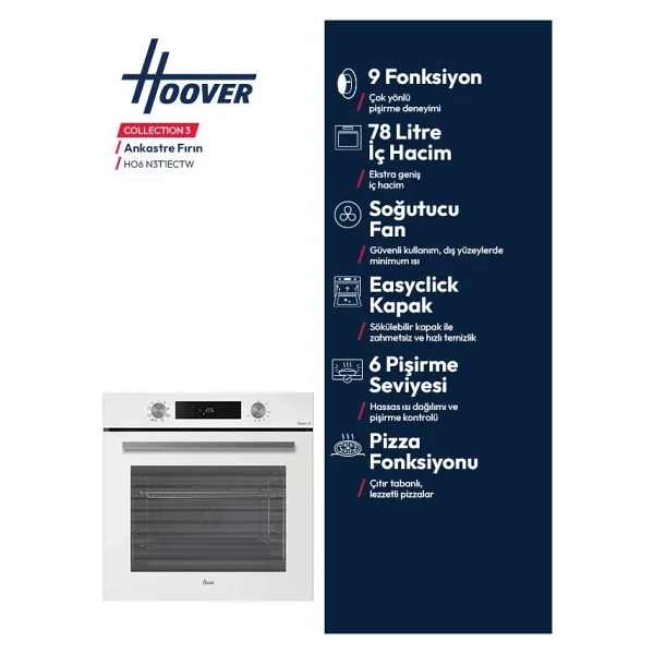 Hoover HO6 N3T1ECTB Beyaz Ankastre Fırın - Görsel 3