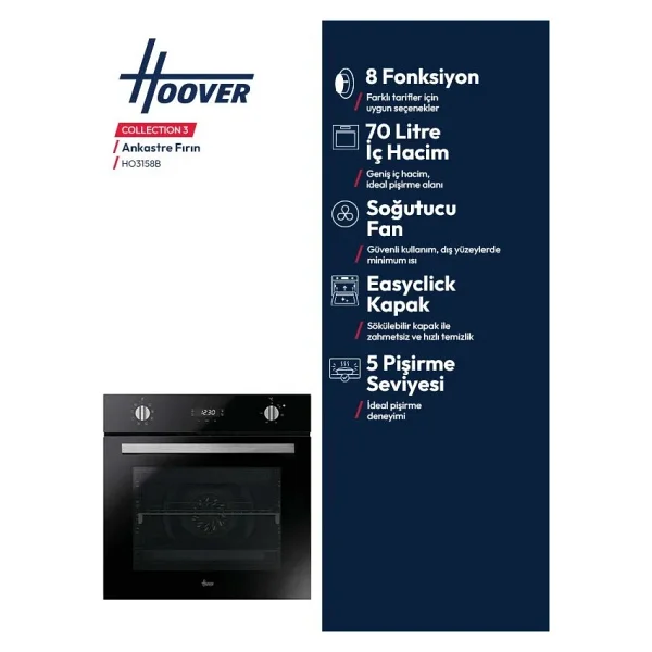 Hoover HO3158B Siyah Ankastre Fırın - Görsel 10