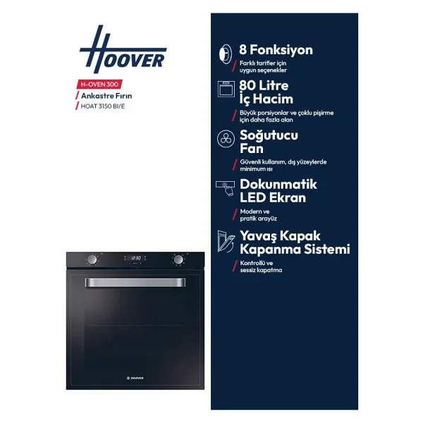Hoover Hoat 3150 Bı 80 Lt Siyah Ankastre Fırın - Görsel 4