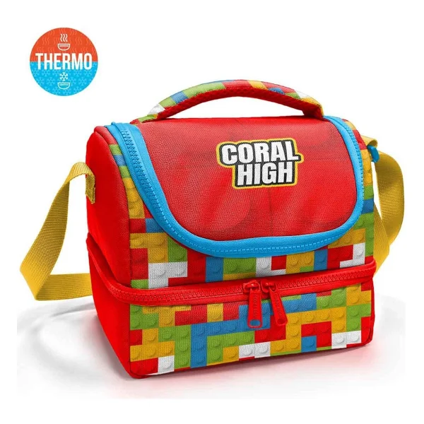 Coral High 37216 Blok Desenli 2 Katlı Termoslu Beslenme Çantası - Görsel 4