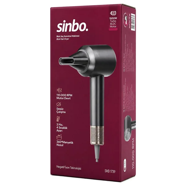 Sinbo SHD-1739 1500 W Gri Saç Kurutma Makinesi - Görsel 2