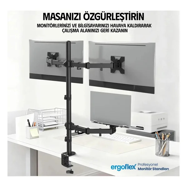 Ergoflex EF75 13-27 inç Üç Kollu Monitör Standı - Görsel 10