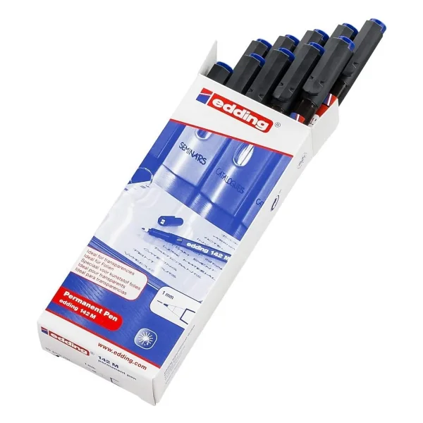 Edding 142m 10'lu Paket Asetat Kalemi Mavi - Görsel 6