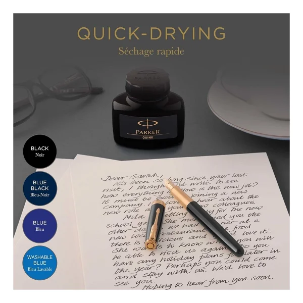 Parker Quink Dolma Kalem Şişe Mürekkebi, 57 Ml, Mavi-Siyah - Görsel 3