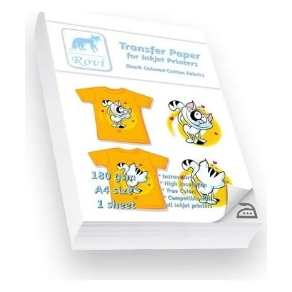Rovi Transfer Kağıdı ( Koyu Renk Pamuklu Kumaş) - 180gsm - 1yp - A4 - Görsel 2
