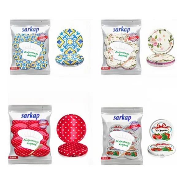 Sarkap 4 Paket 10'lu Hijyenik Poşetli Kavanoz Kapağı Seti 4 Desen 82 Mm Karışık Gönderim - Görsel 3