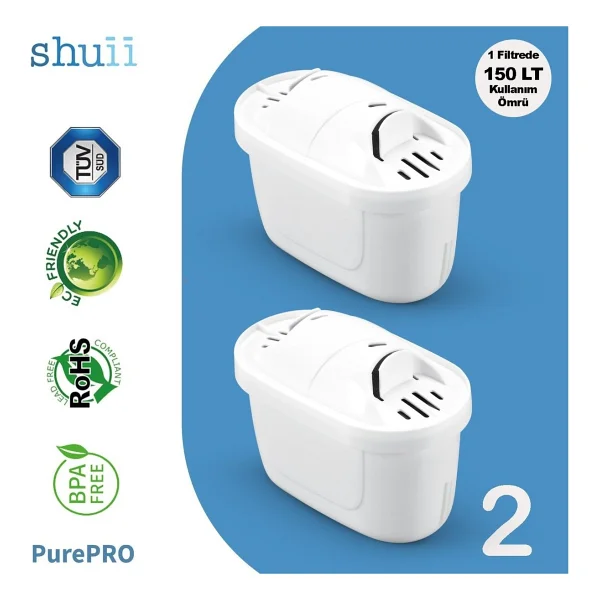 Shuii Purepro Su Arıtma Sürahisi Filtresi (2 Adet Filtre) Jugg Ve Brita Maxtra+ Pro İle Uyumlu - Görsel 2