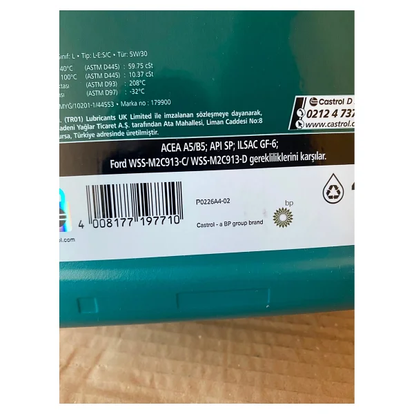 Castrol Magnatec 5W-30 A5 4 lt Motor Yağı - 2026 - Görsel 3