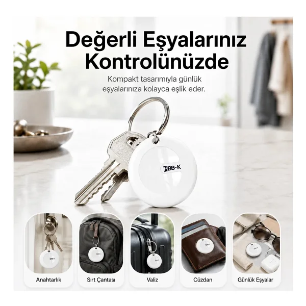 Hbb-K Android Uyumlu Tag Google Sertifikalı Takip Cihazı - Android Uyumludur - Beyaz - Görsel 6