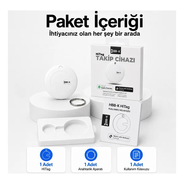 Hbb-K Android Uyumlu Tag Google Sertifikalı Takip Cihazı - Android Uyumludur - Beyaz - Görsel 8