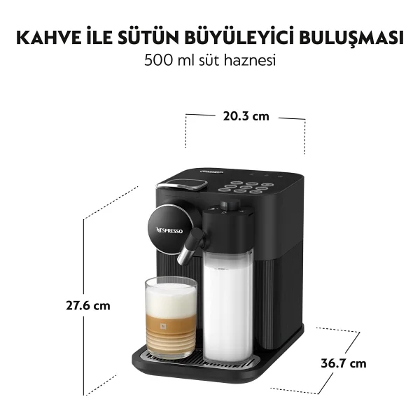 Nespresso F541 Gran Lattissima Siyah Kapsül Kahve Makinesi - Görsel 4