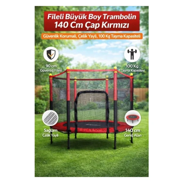 Fileli 140 Cm Büyük Boy Trambolin - Görsel 7