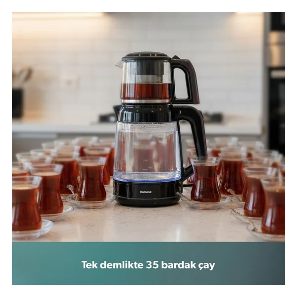 Homend Infinity 1764h Antrasit Siyah 1900 W Cam Çay Makinesi - Görsel 2