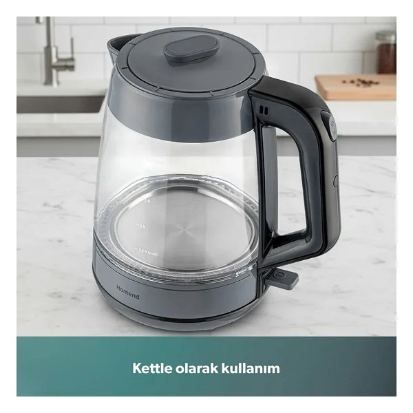 Homend Infinity 1764h Antrasit Siyah 1900 W Cam Çay Makinesi - Görsel 4