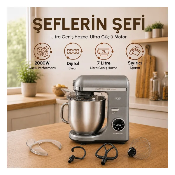 Karaca Mastermaid Chef Ultra D 2000 W 7 Lt Hamur Yoğurma Makinesi - Görsel 10