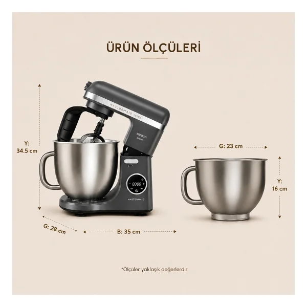 Karaca Mastermaid Chef Ultra D 2000 W 7 Lt Hamur Yoğurma Makinesi - Görsel 4