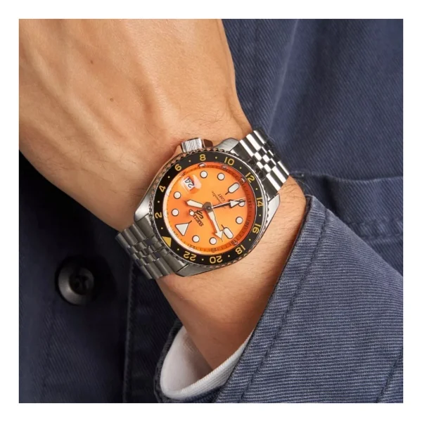 Seiko 5 Sports Skx Ssk005 Çelik Kordon Turuncu Erkek Kol Saati - Görsel 2