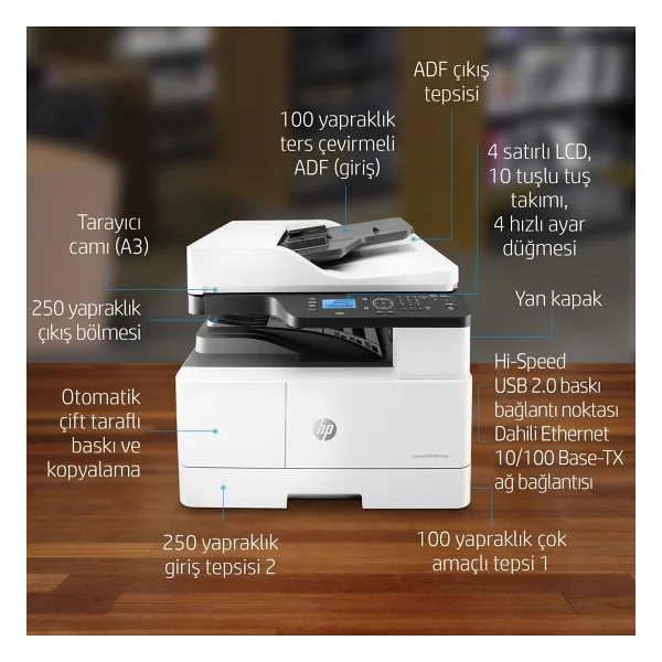 Hp Laserjet M443nda 8af72a Tarayıcı + Fotokopi Mono Çok Fonksiyonlu Lazer Yazıcı - Görsel 3