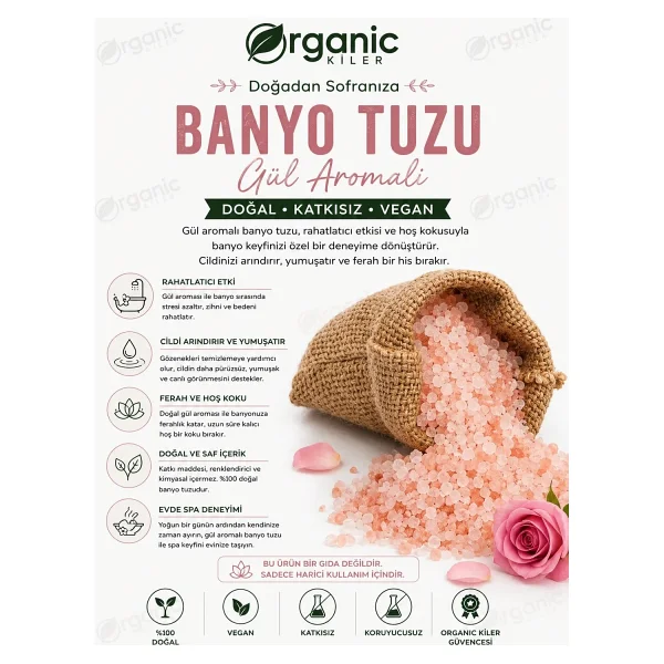 Doğal Gül Aromalı Banyo Tuzu 500gr Ayak Bakım Tuzu Rahatlatıcı & Yenileyici - 500 Gr - Görsel 2