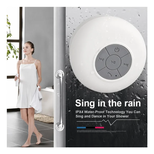 Coverzone Su Geçirmez Bluetooth Hoparlör Vantuzlu Havuzda Yağmurlu Havalarda Ipx4 3w Kaliteli Ses Banyo Duş Hoparlörü S56 (Beyaz) - Görsel 2