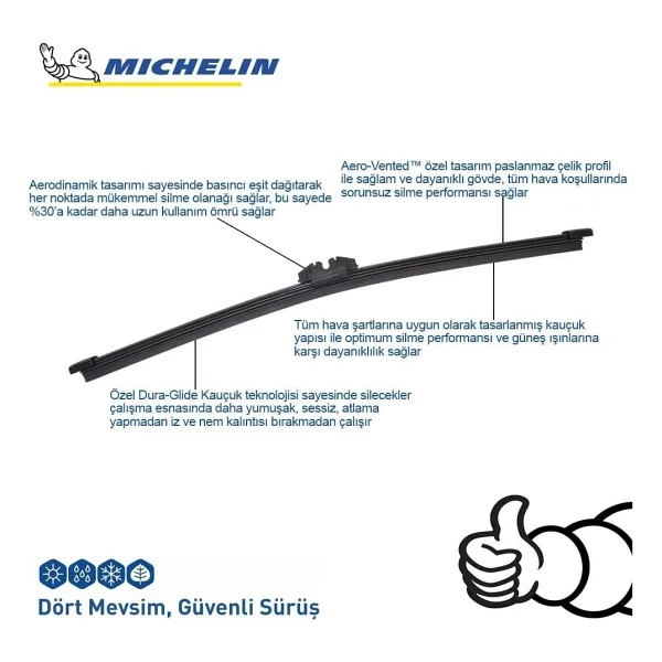 Michelin Easyclıptm Mcr430 43cm 1 Adet Universal Muz Tipi Arka Silecek - Görsel 5