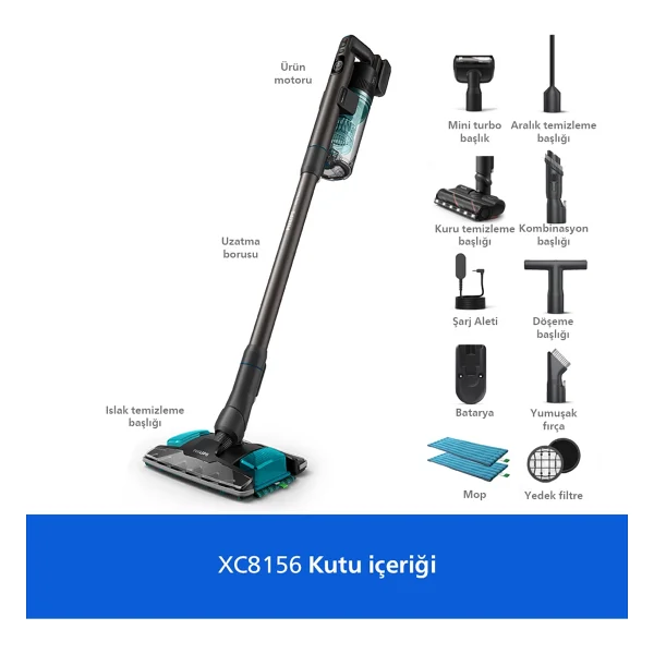 Philips Aqua 8000 Serisi Xc8156/10 Islak Kuru Şarjlı Dikey Süpürge - Görsel 4