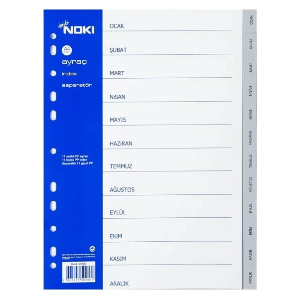 Noki 59280 A4 Aylar Ocak-Aralık Seperatör - Görsel 5
