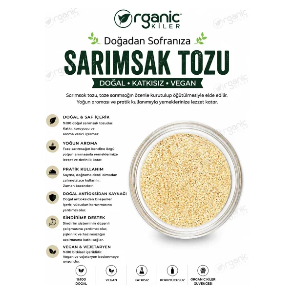 Organic Kiler Granül Sarımsak Tozu 250 Gr - %100 Doğal Ve Katkısız Sarımsak Kurusu - Görsel 2
