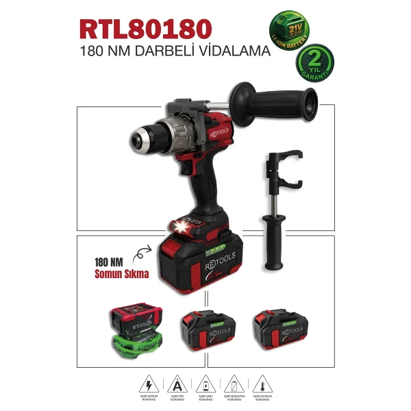 Retools Rtl80180 21 V Çift Akülü 4 Ah Darbeli Vidalama Makinesi - Görsel 6