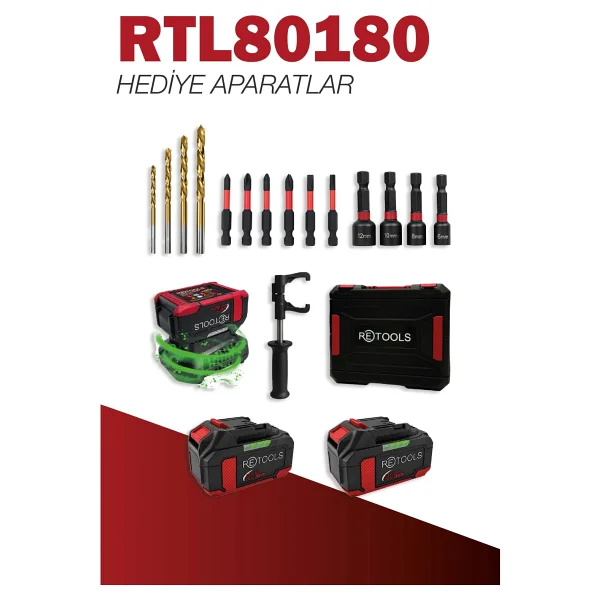Retools Rtl80180 21 V Çift Akülü 4 Ah Darbeli Vidalama Makinesi - Görsel 4