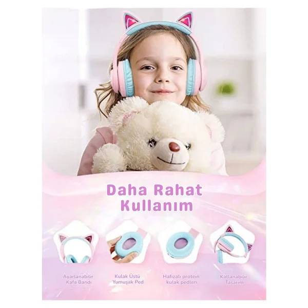 İclever Cat Ear Bth13 Kulak Üstü Çocuk Bluetooth Kulaklık - Görsel 9