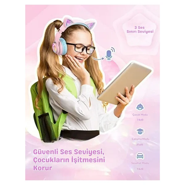 İclever Cat Ear Bth13 Kulak Üstü Çocuk Bluetooth Kulaklık - Görsel 10